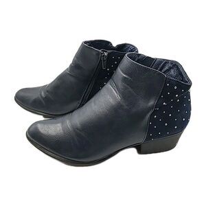 Tiara By Espirit Blue Leather Studded Ankle Boots Womens Size 8.5